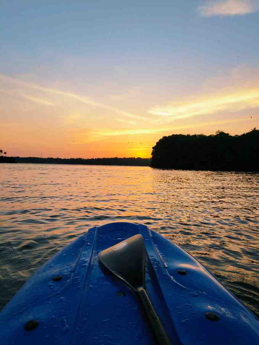 Kayaking near waterfalls