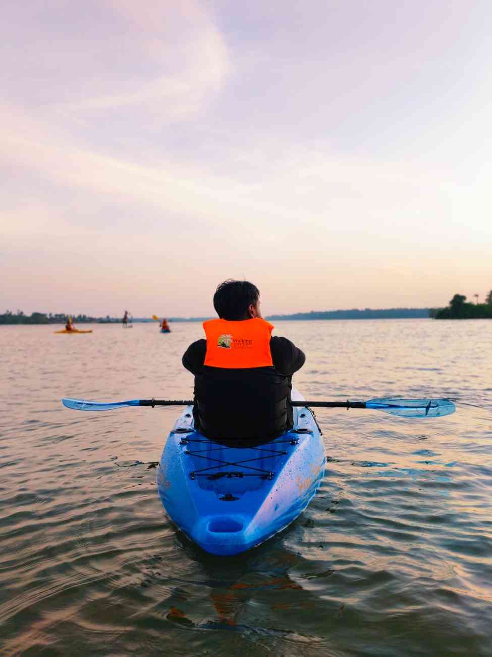Kayaking near waterfalls