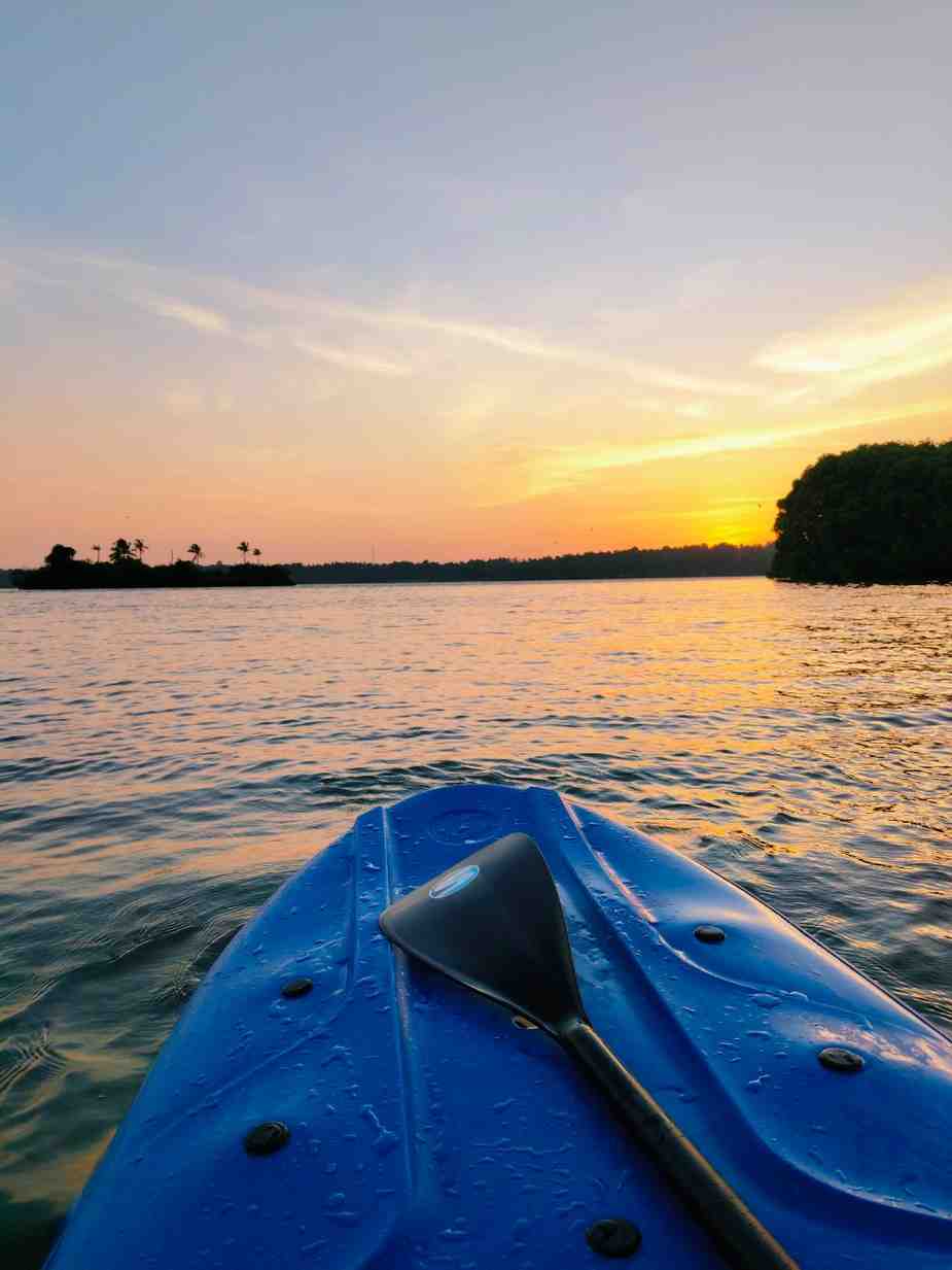 Kayaking near waterfalls
